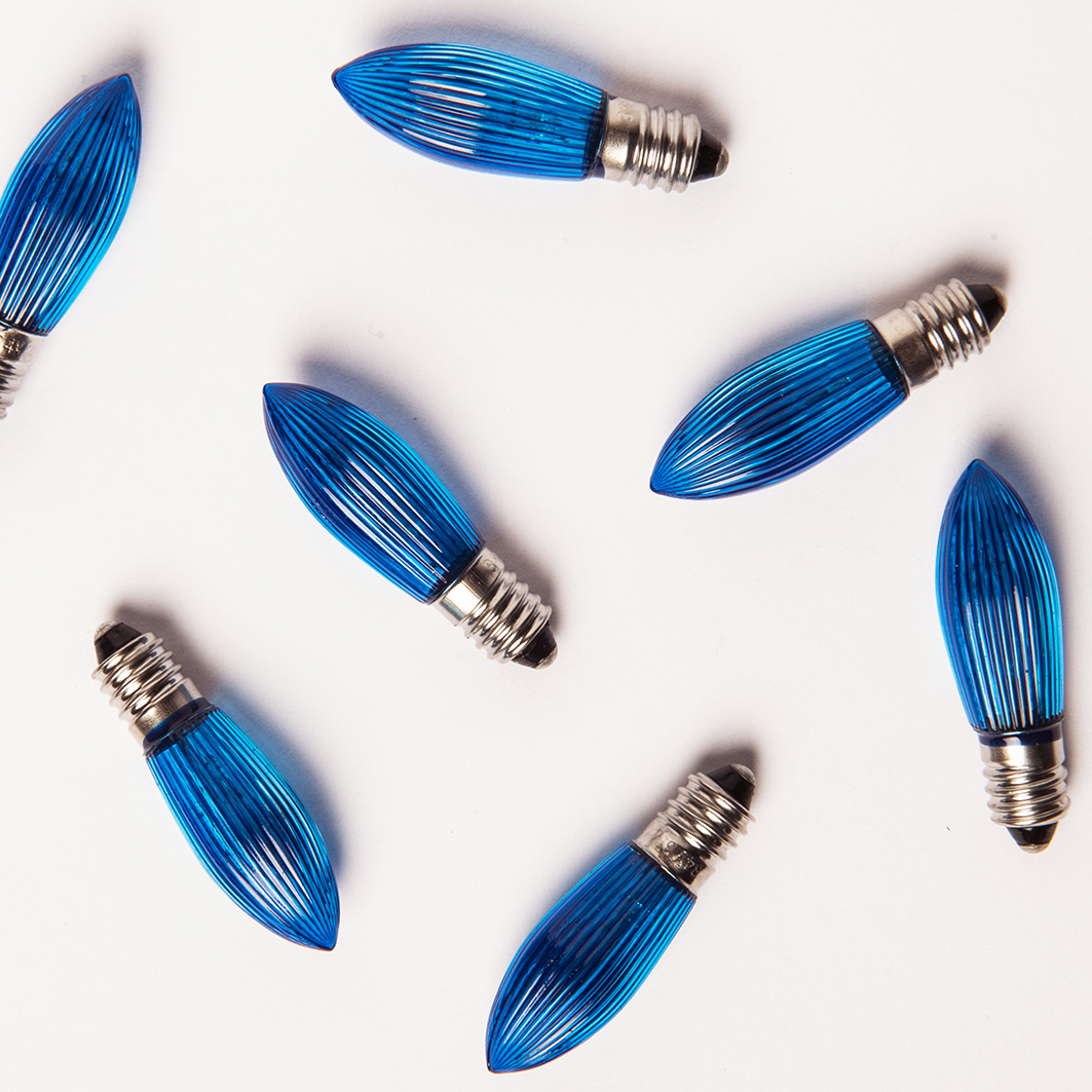 BALENÍ  Modrá žárovka FILAMENT pro svícen 34V/0,2W, balení 100 ks