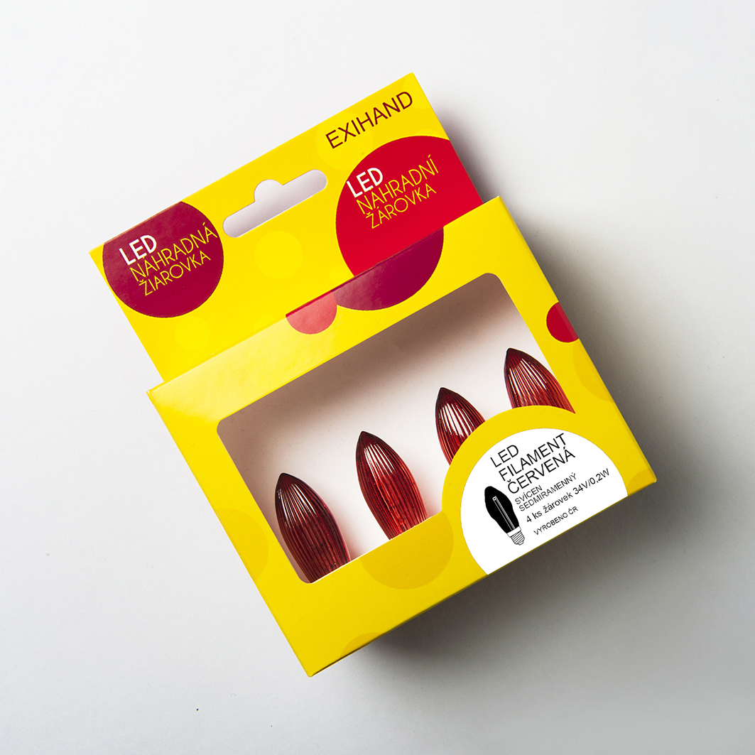 Blistr 4 ČERVENÉ žárovky FILAMENT pro svícen 34V/0,2W