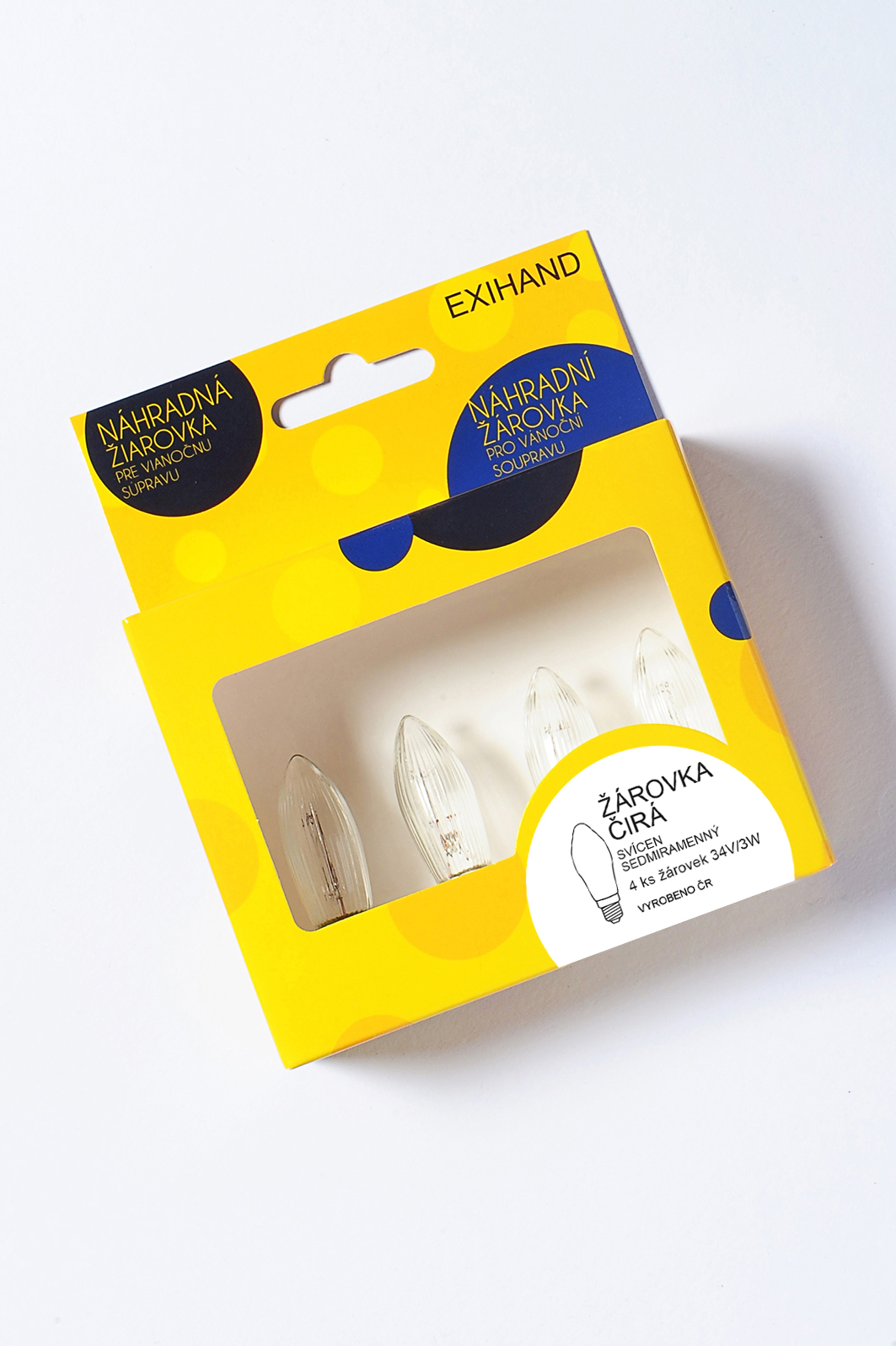 Blistr 4 ČIRÉ žárovky pro svícen 34V/3W                                                                   