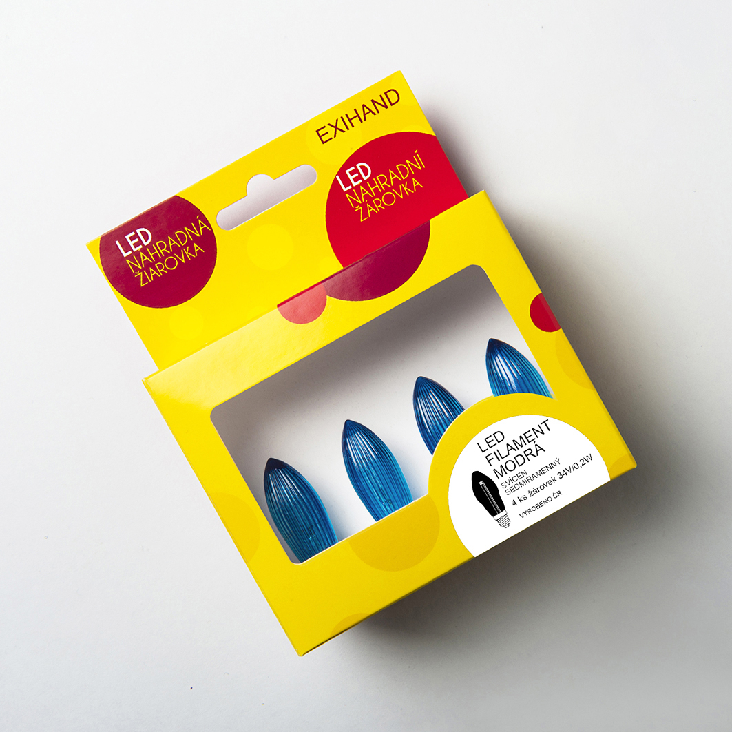 Blistr 4 MODRÉ žárovky FILAMENT pro svícen 34V/0,2W