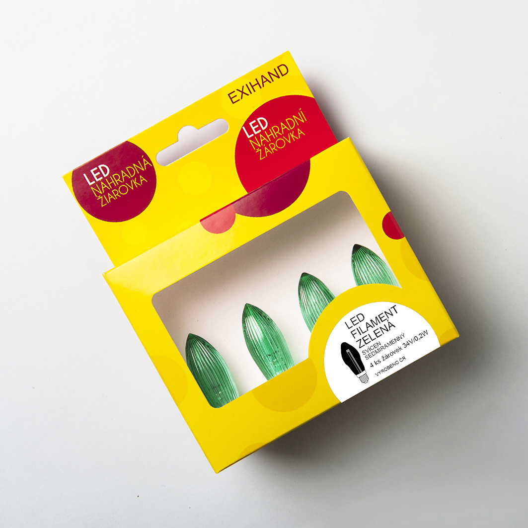 Blistr 4 ZELENÉ žárovky FILAMENT pro svícen 34V/0,2W