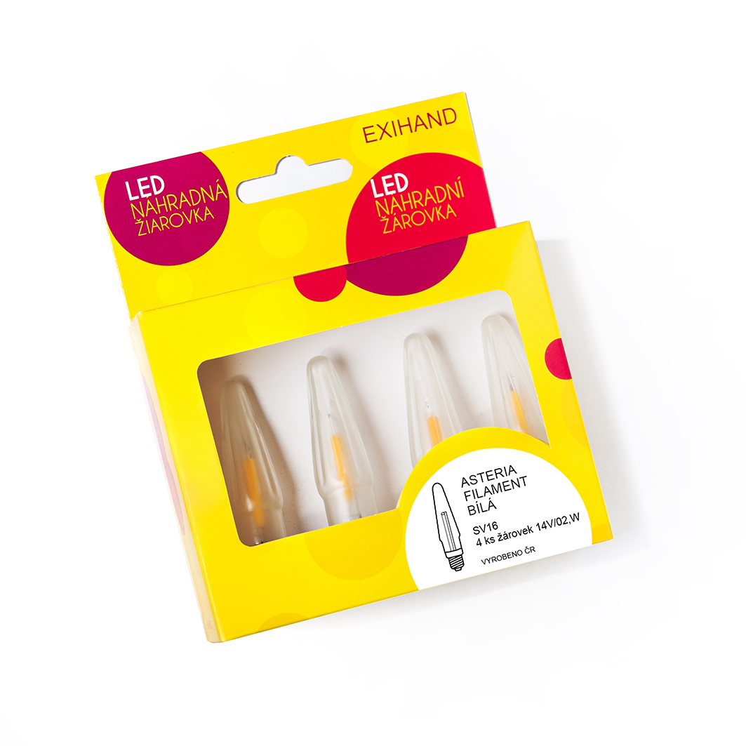 Blistr 4 bílé žárovky ASTERIA FILAMENT 14V/0,1W
