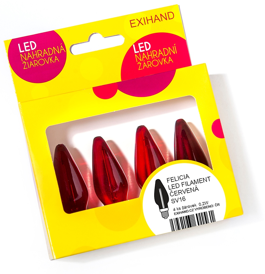 Blistr 4 červené žárovky FELICIA FILAMENT 14V/0,2W