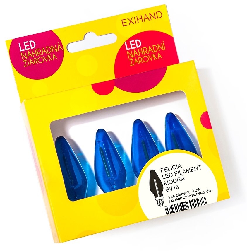 Blistr 4 modré žárovky FELICIA FILAMENT 14V/0,2W