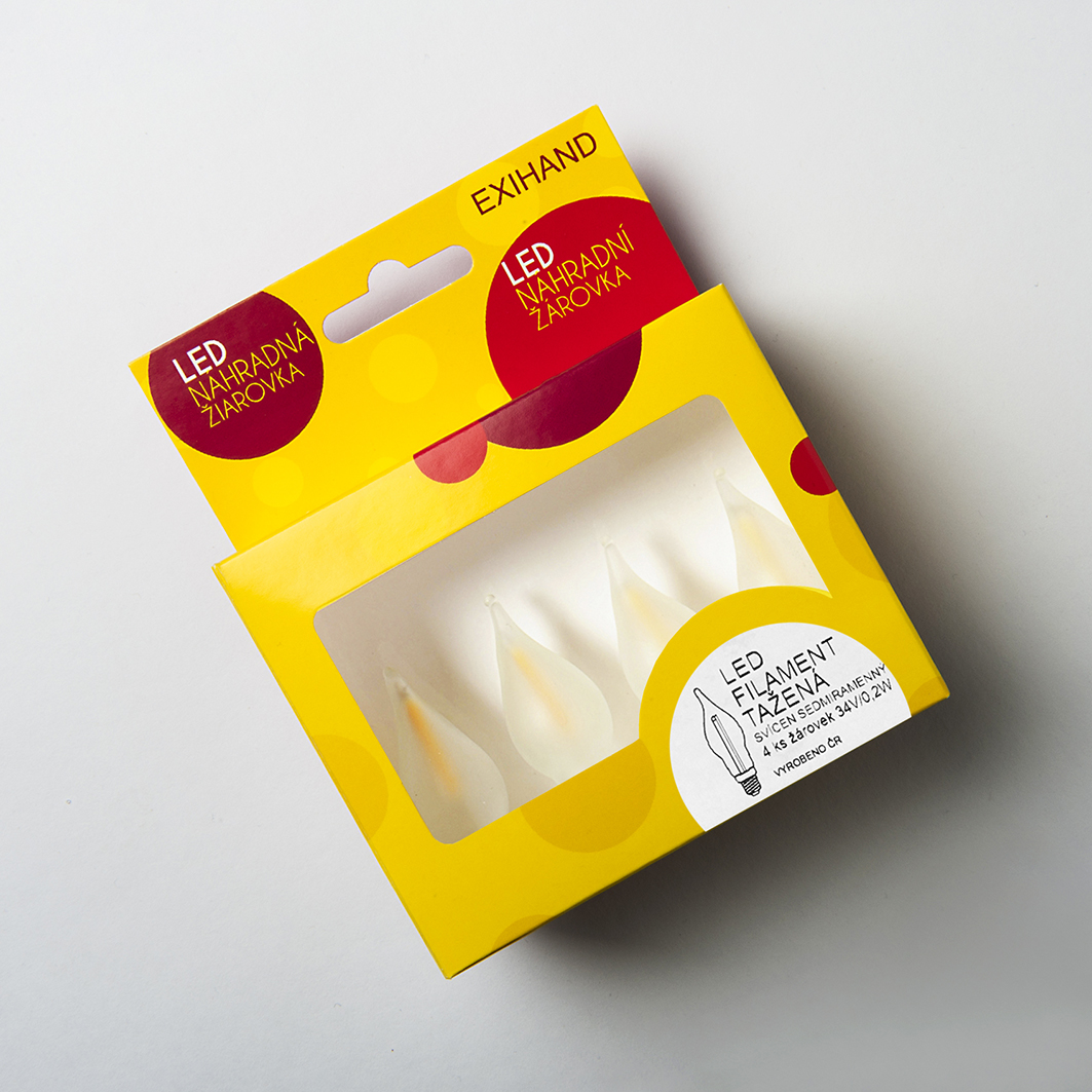 Blistr 4 tažené matné žárovky LED FILAMENT pro svícen 34V/0,2W 