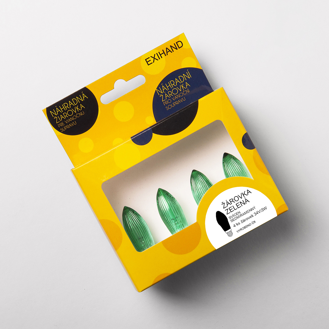 Blistr 4 zelené žárovky pro svícen 34V/3W                                                                   