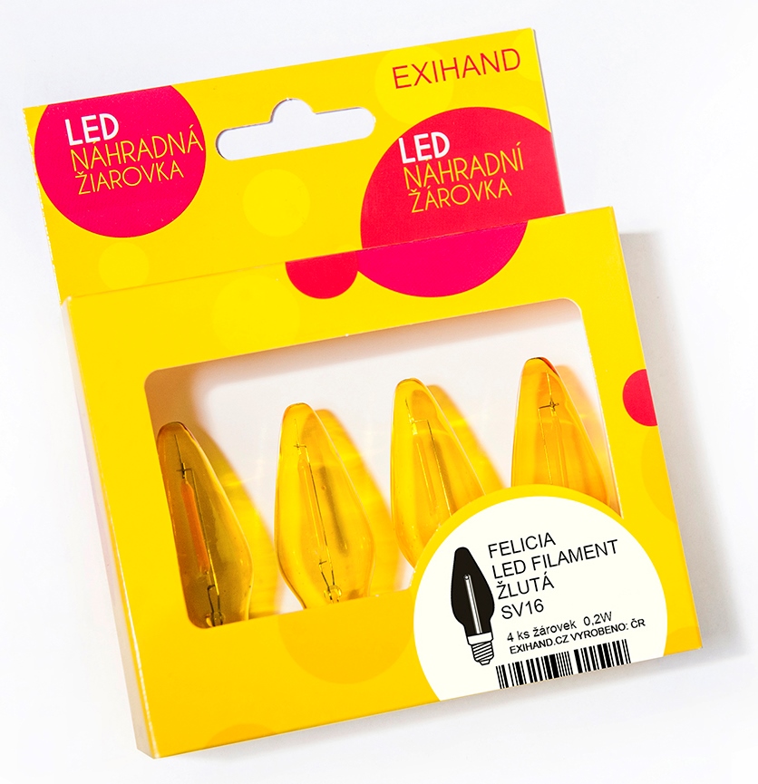 Blistr 4 žluté žárovky FELICIA FILAMENT 14V/0,2W