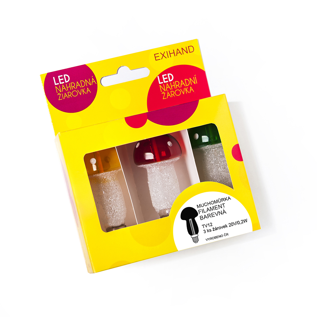 Blistr FILAMENT Muchomůrka barevná 3 žárovky 20V/0,2W