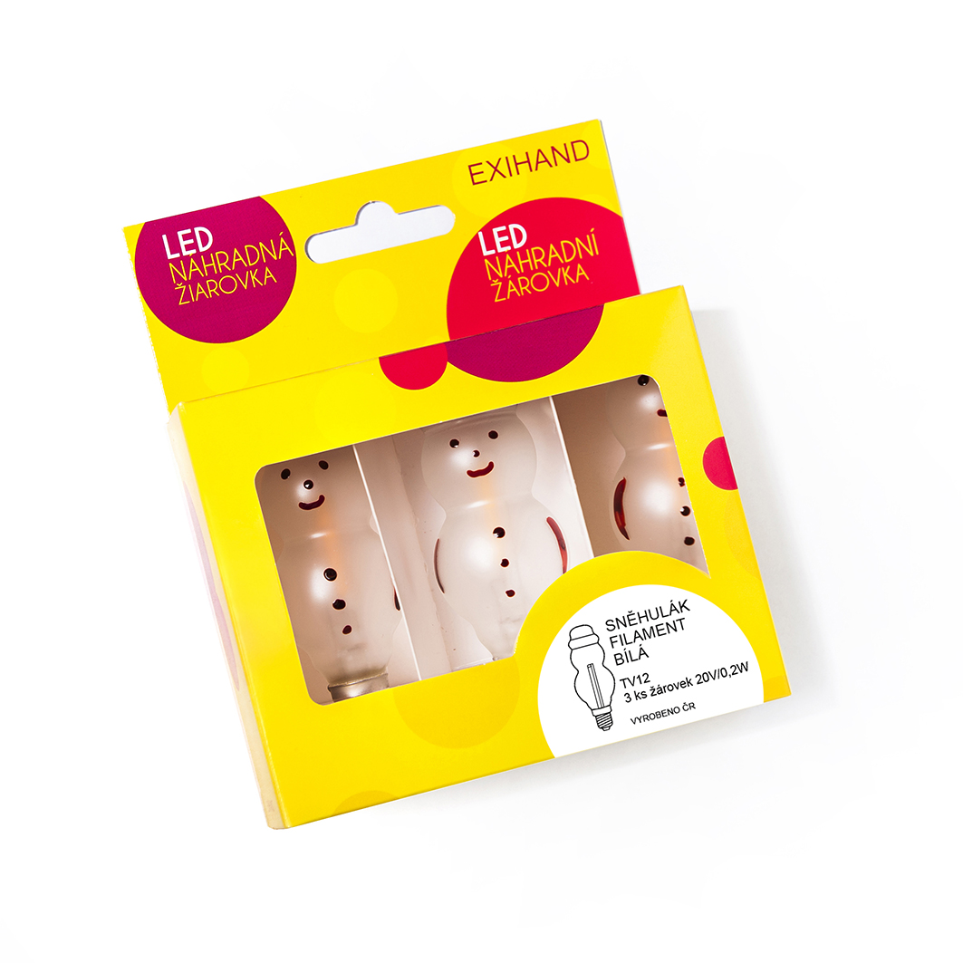 Blistr FILAMENT Sněhulák bílý  3 žárovky 20V/0,2W