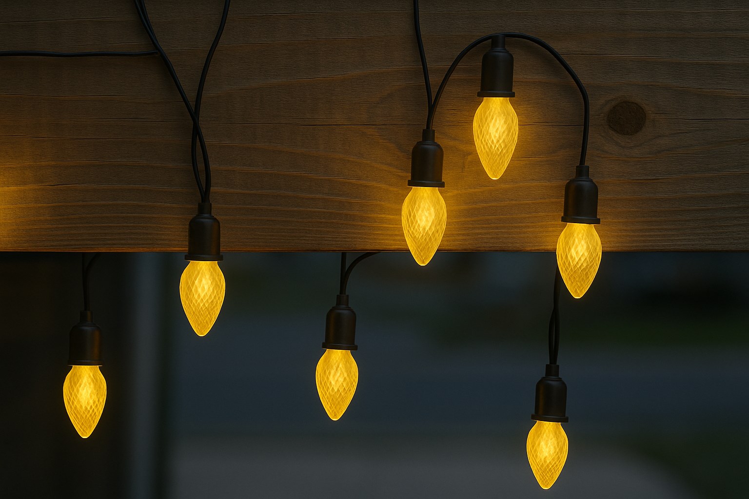 LED VENKOVNÍ souprava Šiška žlutá, možnost prodloužení, černá kabeláž + napájecí trasformátor