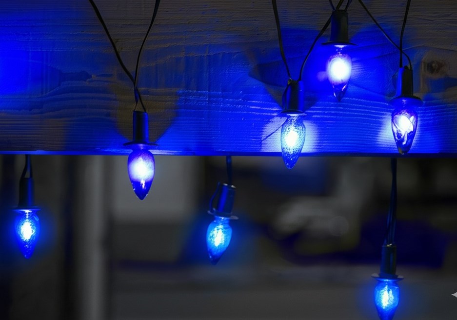 LED VENKOVNÍ souprava modrá, možnost prodloužení, černá kabeláž + napájecí trasformátor