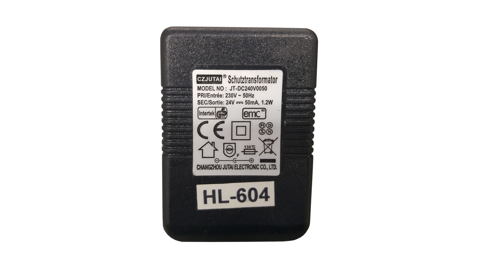 Náhradní transformátor 230/24V ss., 1,2VA, souosý výstupní konektor