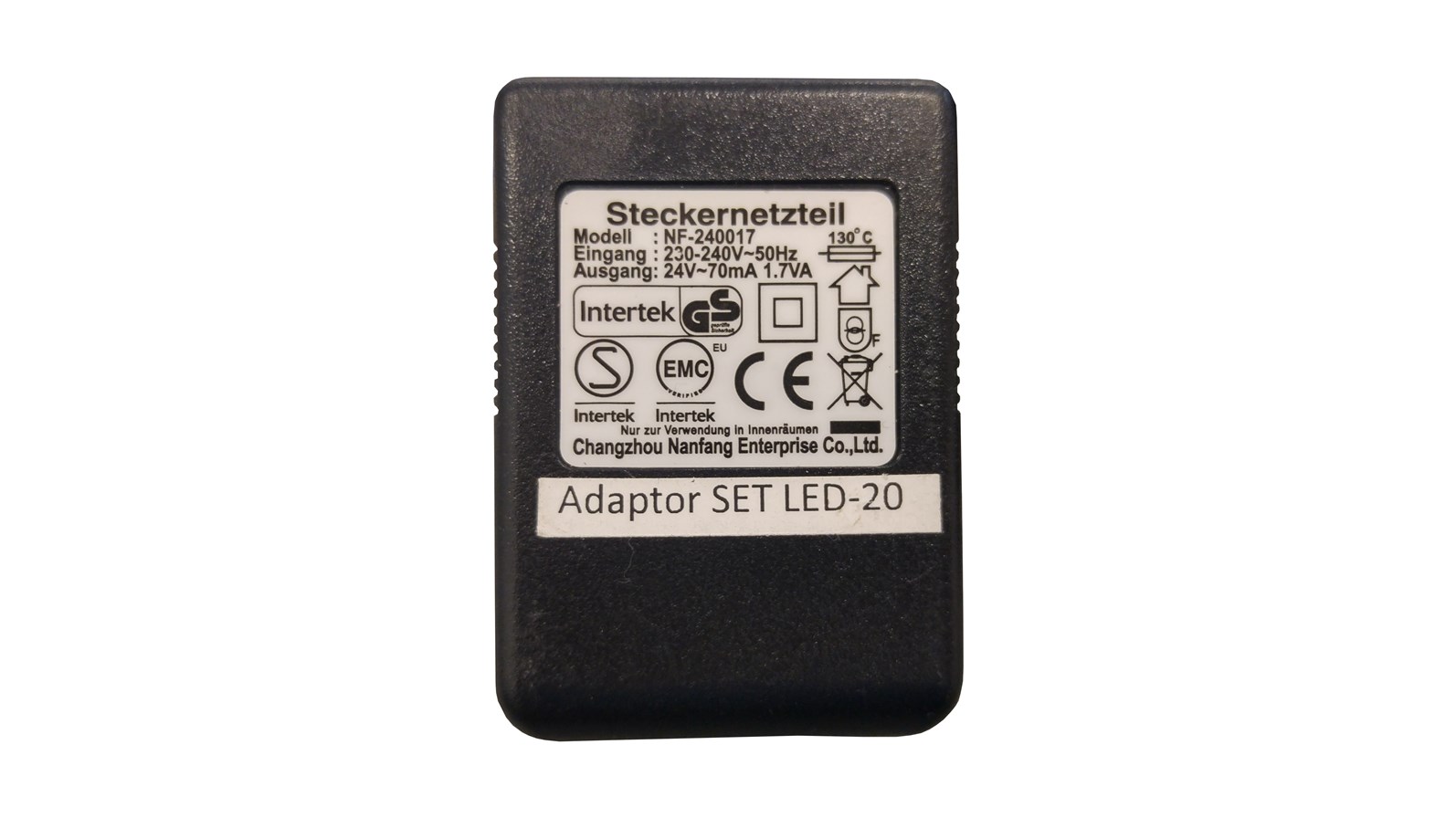 Náhradní transformátor 230/24V stř., 1,7VA, souosý výstupní konektor