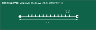 Prodloužení pro venkovní soupravu LED Filament Šiška bílá, čirá kabeláž