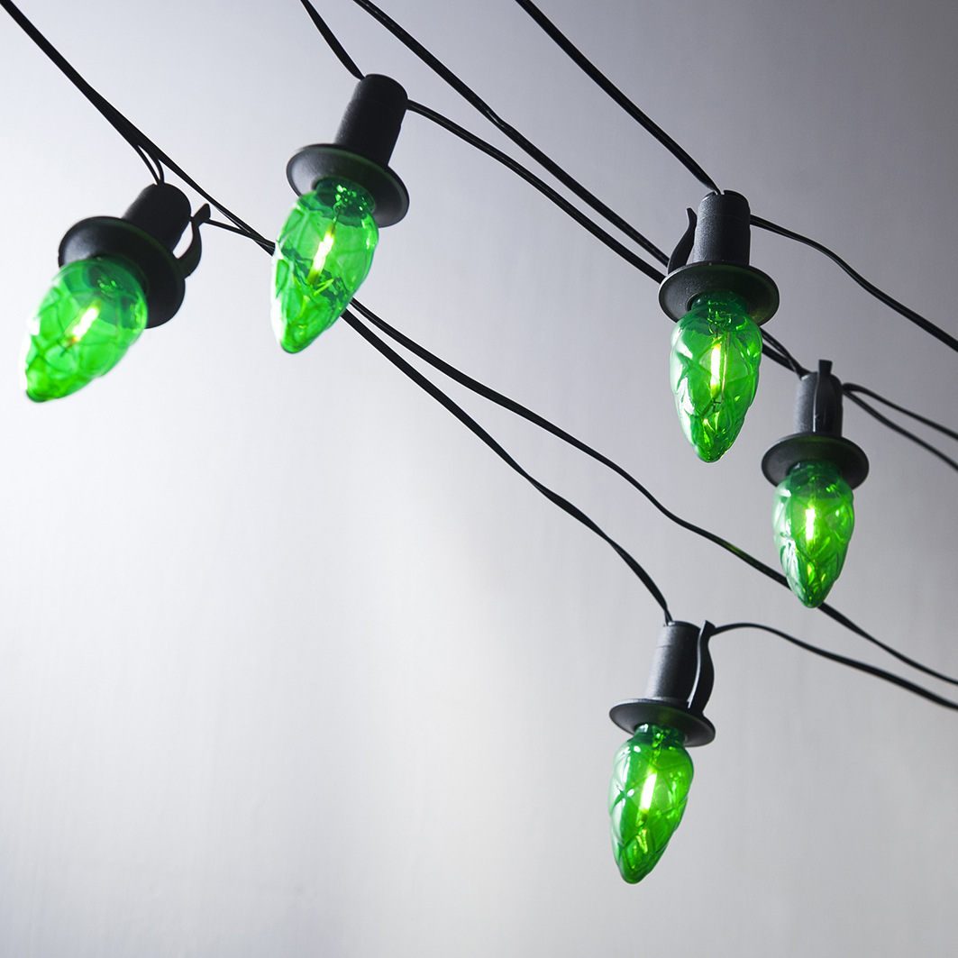 Prodloužení pro venkovní soupravu LED Filament Šiška zelená, černá kabeláž