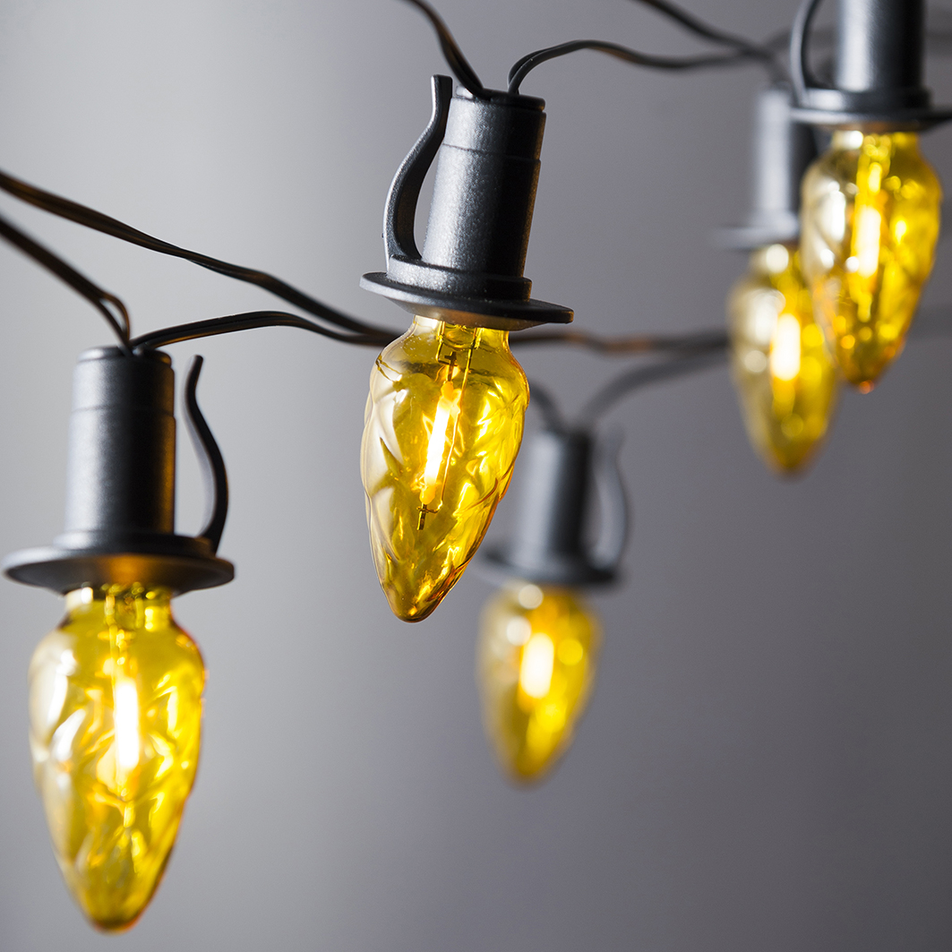 Prodloužení pro venkovní soupravu LED Filament Šiška žlutá, černá kabeláž
