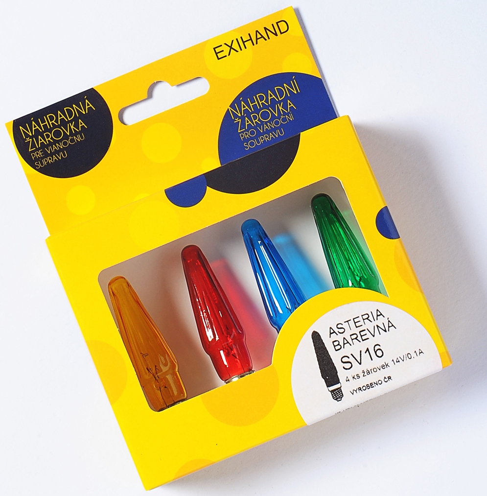 Sáček 4 žárovky Asteria barevná 14V/0,1A - náhradní balení