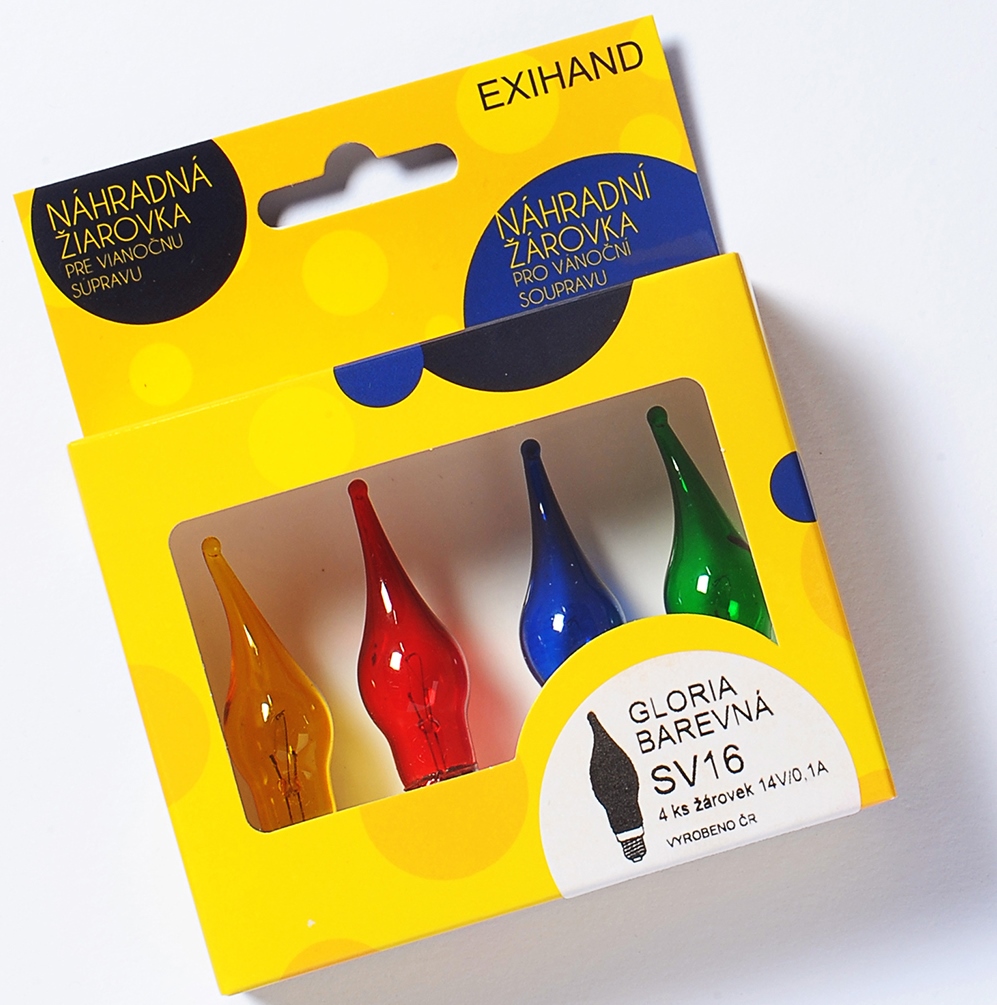 Sáček 4 žárovky Gloria barevná, 14V/0,1A - náhradní balení