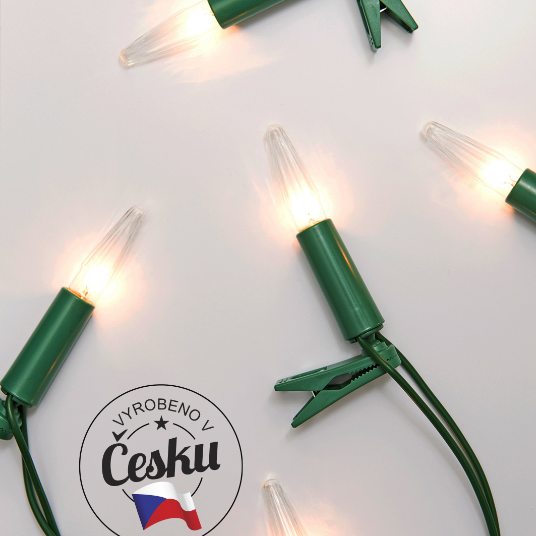 Souprava Asteria čirá SV-16, 16 žárovek 14V/0,1A se zeleným soklem