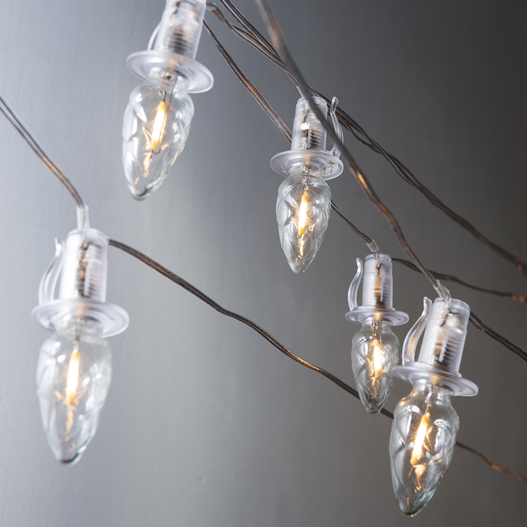 VENKOVNÍ souprava LED Filament Šiška čirá, možnost prodloužení, čirá kabeláž + napájecí trasformátor