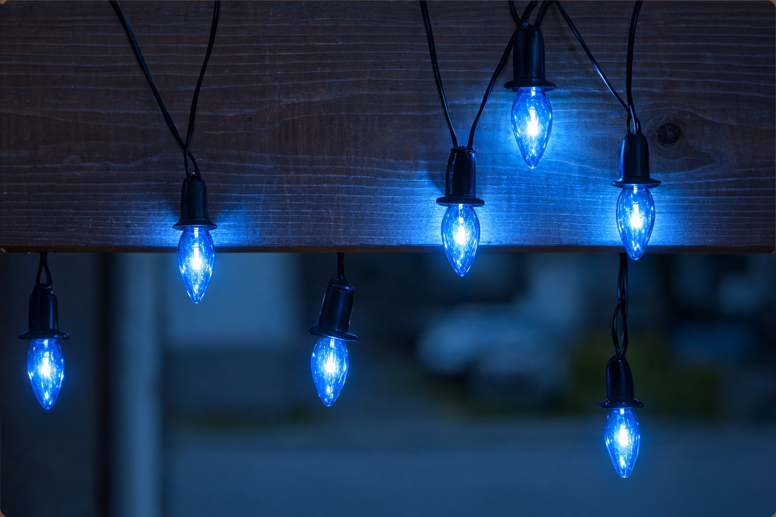 VENKOVNÍ souprava LED Filament Šiška modrá, možnost prodloužení, černá kabeláž + napájecí trasformátor