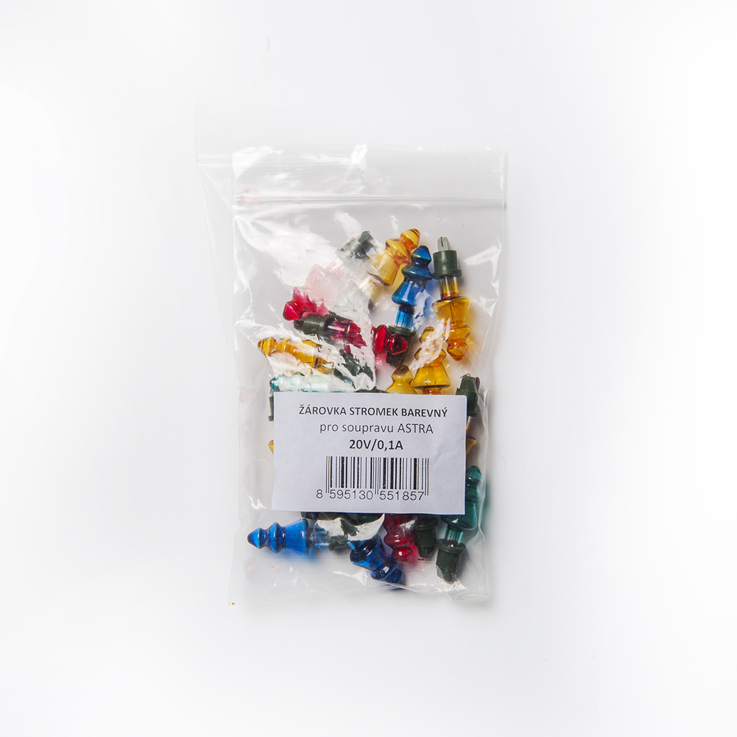 Žárovka Astra-Stromeček barevný, 20V/0,1A, sáček 20 kusů